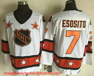 1972-81 NHL All-Star #7 Phil Esposito White CCM Throwback Stitched Vintage Hockey Jersey