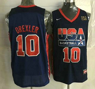 1992 Olympics Team USA #10 Clyde Drexler Navy Blue Swingman Jersey