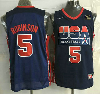 1992 Olympics Team USA #5 David Robinson Navy Blue Swingman Jersey