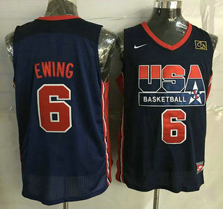 1992 Olympics Team USA #6 Patrick Ewing Navy Blue Swingman Jersey