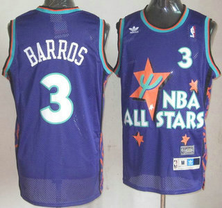 1995 All Star Boston Celtics #3 Dana Bruce Barros Purple Swingman Throwback NBA Jersey