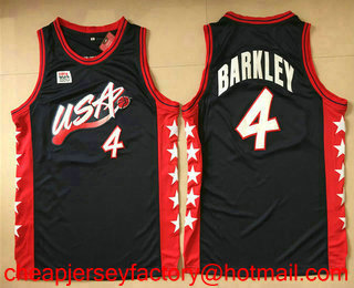 1996 Olympics Team USA Men's #4 Charles Barkley Navy Blue Stitched Basketball Swingman Jersey