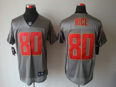 Nike San Francisco 49ers 80 Jerry Rice Grey Shadow Elite Jersey