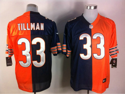 Nike Chicago Bears 33 Charles Tillman Blue and Orange Split Elite Jerseys