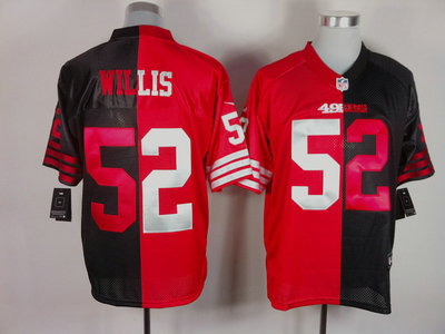 Nike San Francisco 49ers 52 Patrick Willis Red and Black Split Elite Jerseys