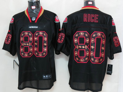 Nike San Francisco 49ers 80 Jerry Rice Lights Out Black Elite Jerseys