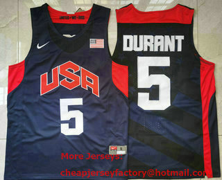 2012 Olympics Team USA #5 Kevin Durant Revolution 30 Swingman Blue Jersey