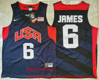 2012 Olympics Team USA #6 LeBron James Revolution 30 Swingman Blue Jersey