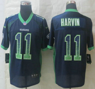 Nike Seattle Seahawks #11 Percy Harvin Drift Fashion Blue Elite Jersey