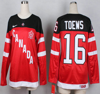 2014-15 Team Canada #16 Jonathan Toews Red 100TH Womens Jersey