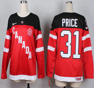 2014-15 Team Canada #31 Carey Price Red 100TH Womens Jersey