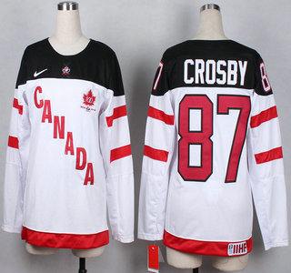 2014-15 Team Canada #87 Sidney Crosby White 100TH Womens Jersey