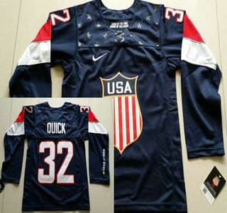 2014 Olympics USA #32 Jonathan Quick Navy Blue Womens Jersey