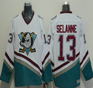 Anaheim Ducks #13 Teemu Selanne White Throwback CCM Jersey
