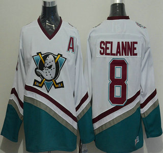 Anaheim Ducks #8 Teemu Selanne White Throwback CCM Jersey