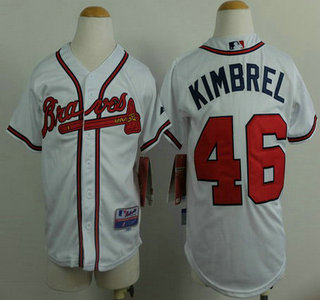 Atlanta Braves #46 Craig Kimbrel White Kids Jersey