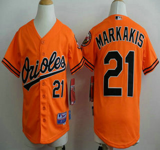 Baltimore Orioles #21 Nick Markakis Orange Kids Jersey
