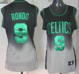 Boston Celtics #9 Rajon Rondo Black Grey Revolution 30 Swingman Womens NBA Jerseys