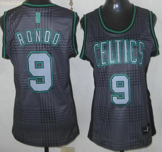 Boston Celtics #9 Rajon Rondo Black Rhythm Fashion Revolution 30 Swingman Womens Jersey