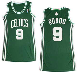 Boston Celtics #9 Rajon Rondo Green Revolution 30 Swingman Womens Dress