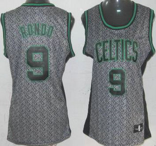 Boston Celtics #9 Rajon Rondo Grey Static Fashion Swingman Womens Jersey