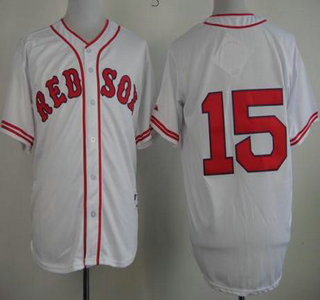 Boston Red Sox #15 Dustin Pedroia White 1936 The Clock Jersey