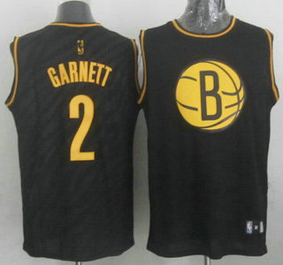 Brooklyn Nets #2 Kevin Garnett Revolution 30 Swingman 2014 Black With Gold Jersey