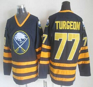 Buffalo Sabres #77 Pierre Turgeon Dark Blue Throwback CCM Jersey