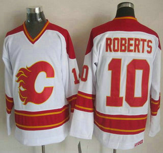 Calgary Flames #10 Gary Roberts White Throwback CCM Jersey
