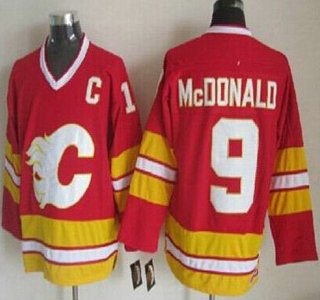 Calgary Flames #9 Lanny McDonald Red Third Throwback CCM Jersey