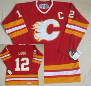 Calgary Flames 12 Hakan Loob Red Third Throwback CCM Jersey