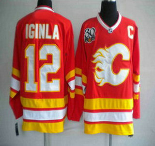 Calgary Flames 12 Jarome Iginla Red 30th Jersey