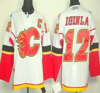 Calgary Flames 12 Jarome Iginla White Jersey