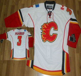 Calgary Flames 3 Dion Phaneuf White Jersey