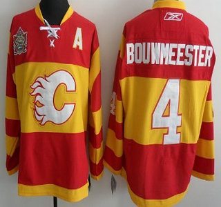Calgary Flames 4 Jay Bouwmeester Red Third Jersey