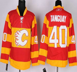 Calgary Flames 40 Alex Tanguay Red Yellow Jerseys