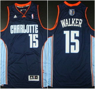 Charlotte Bobcats #15 Kemba Walker Revolution 30 Dark Blue Swingman Jersey