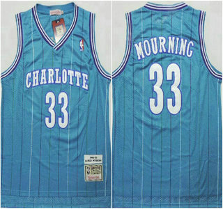 Charlotte Hornets #33 Alonzo Mourning Green Swingman Throwback Jersey