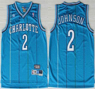 Charlotte Hornets 2 Larry Johnson Blue Throwback Swingman Jersey