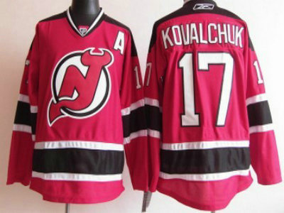 New Jersey Devils 17 Ilya Kovalchuk Red With Black A Patch Jersey