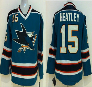San Jose Sharks #15 Dany Heatley Blue Jersey