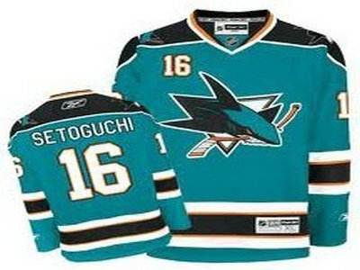 Cheap San Jose Sharks 16 Devin Setoguchi Blue Jersey