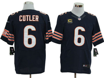 Nike Chicago Bears 6 Jay Cutler Blue Elite C Patch Jersey