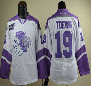 Chicago Blackhawks #19 Jonathan Toews White Womens Fights Cancer Jersey