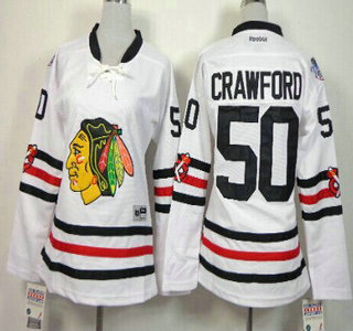 Chicago Blackhawks #50 Corey Crawford 2015 Winter Classic White Womens Jersey