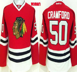 Chicago Blackhawks #50 Corey Crawford Red Womens Jersey