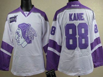 Chicago Blackhawks 88 Patrick Kane White Womens Fights Cancer Jersey