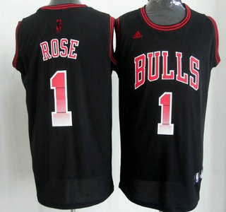 Chicago Bulls #1 Derrick Rose 2012 Vibe Black Fashion Jersey