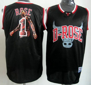 Chicago Bulls #1 Derrick Rose Black Notorious Fashion Jersey