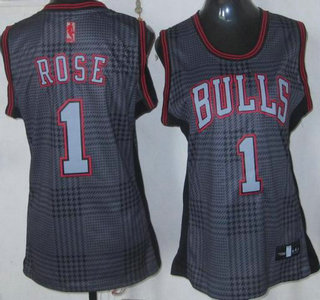 Chicago Bulls #1 Derrick Rose Black Rhythm Fashion Revolution 30 Swingman Womens Jersey